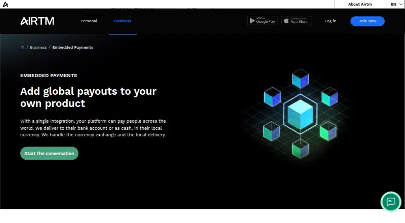 The Airtm Embedded Payments homepage