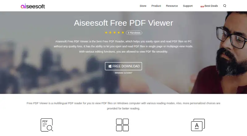The Aiseesoft Free PDF Viewer homepage