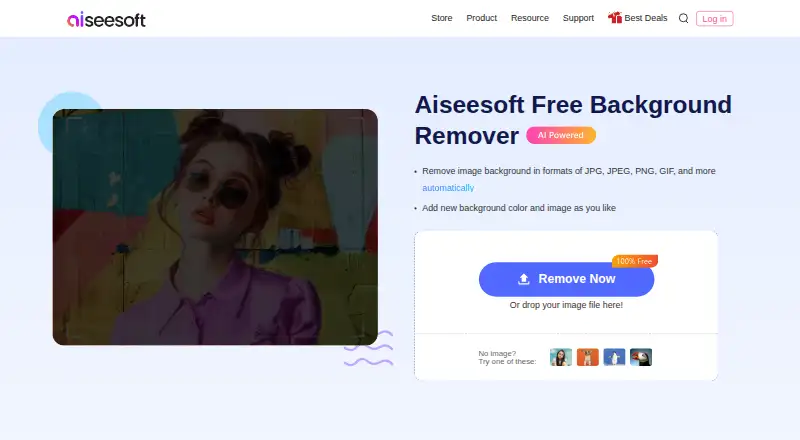 The Aiseesoft Background Remover homepage