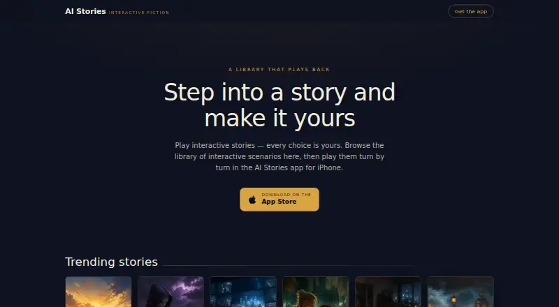 The AI Stories homepage