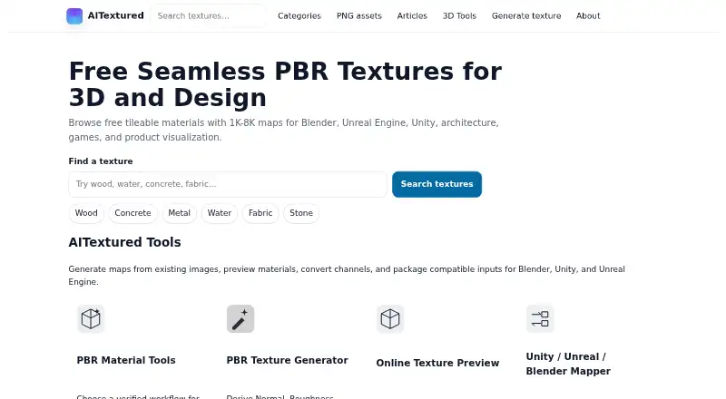 The AITextured PBR Texture Generator homepage