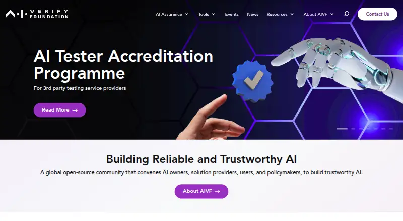 The AI Verify homepage