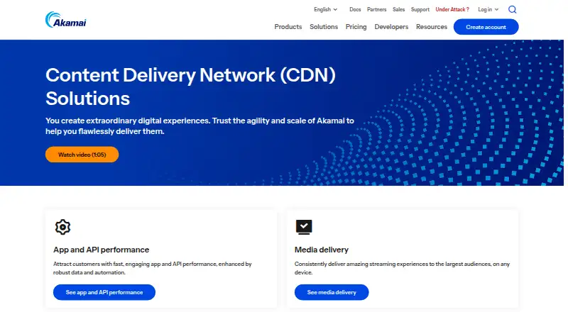 The Akamai CDN homepage