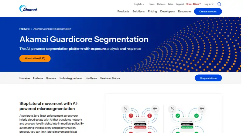 The Akamai Guardicore Segmentation homepage
