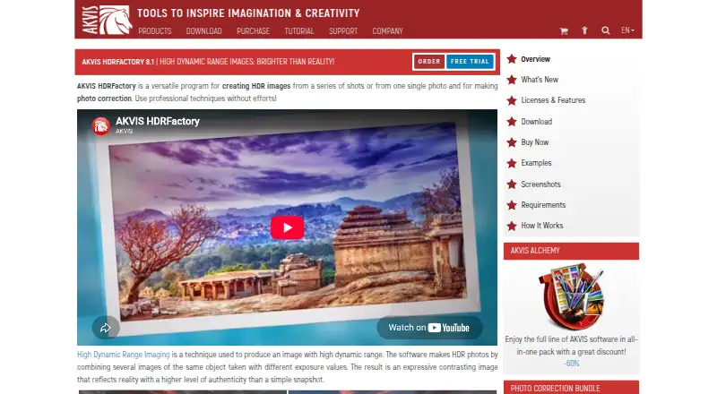 The AKVIS HDRFactory homepage