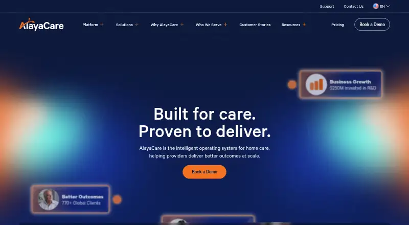 The AlayaCare homepage