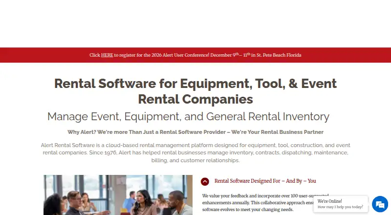 The Alert Rental Software homepage