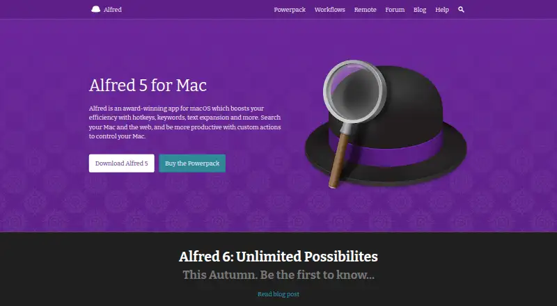 The Alfred homepage