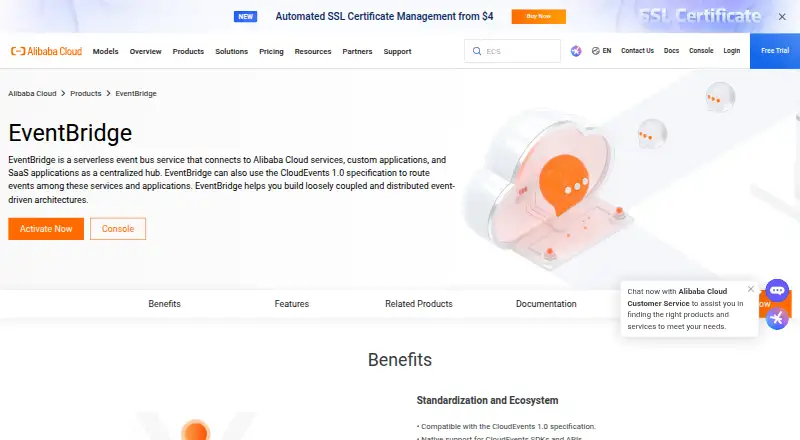The Alibaba Cloud EventBridge Schema Registry homepage