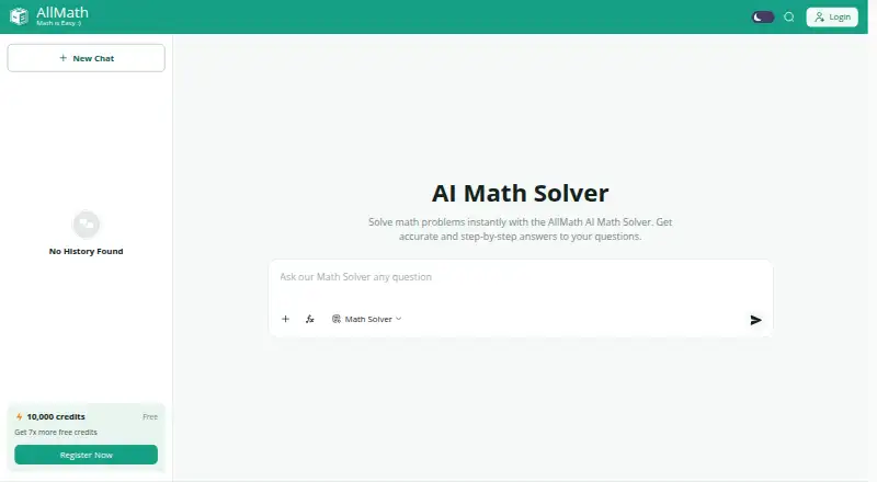 The AllMath AI Math Solver homepage