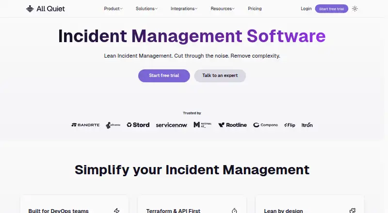 The All Quiet homepage