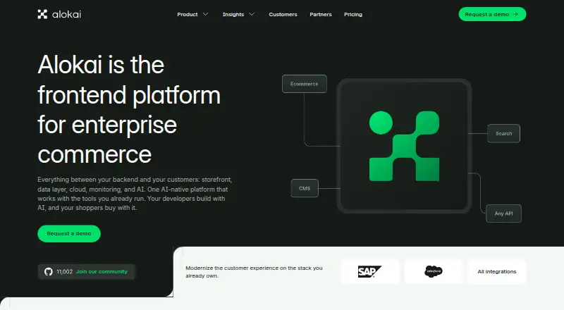 The Vue Storefront (Alokai) homepage