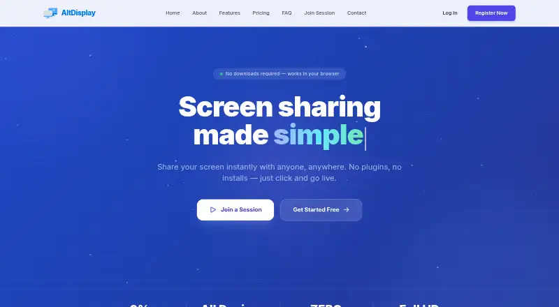 The AltDisplay homepage