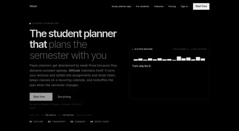 The Altitask homepage