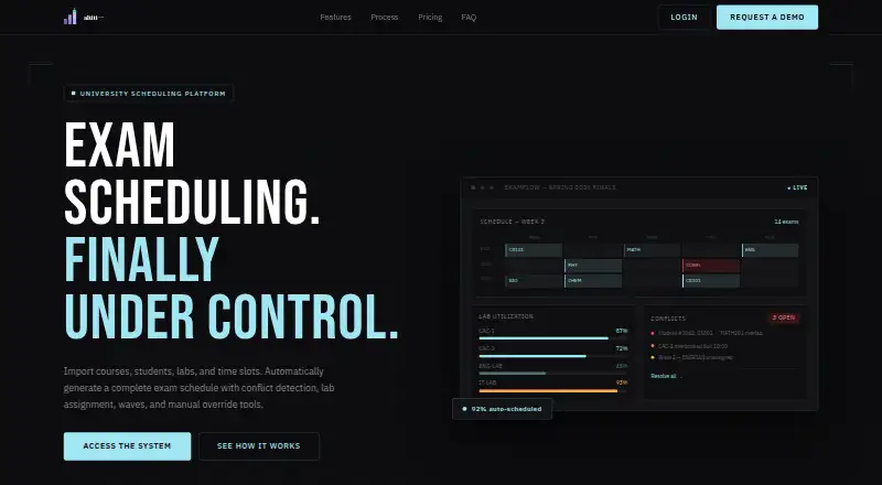 The ExamFlow homepage