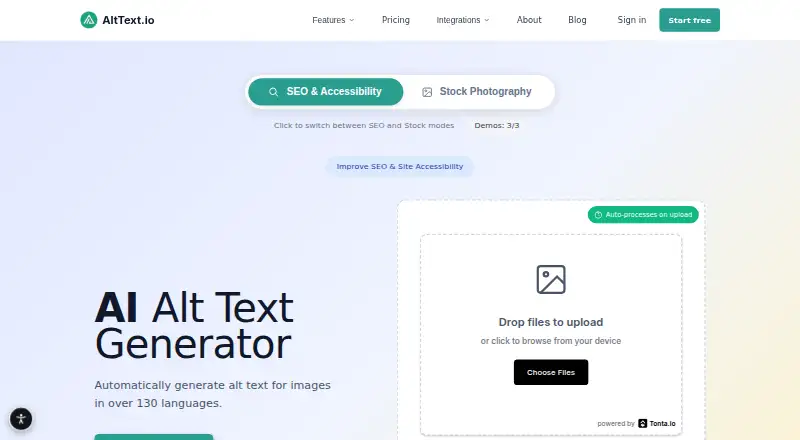 The AltText.io homepage