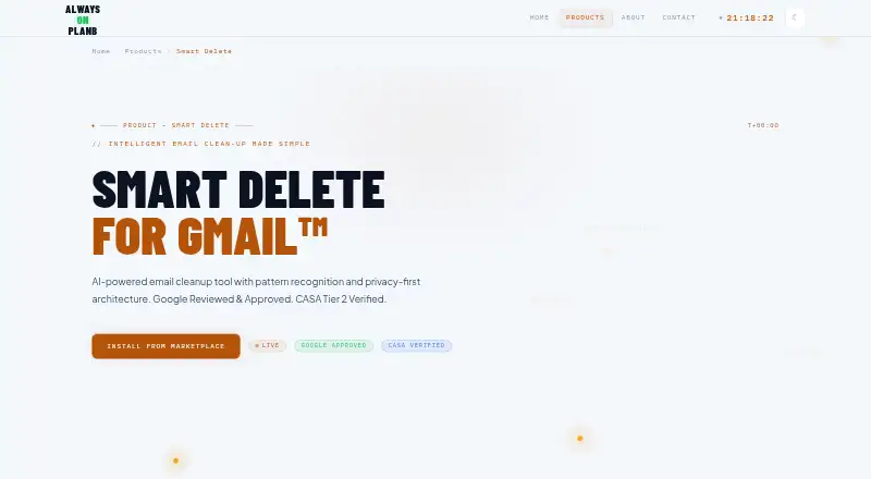 The Smart Delete for Gmail homepage