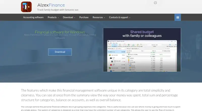 The Alzex Finance homepage