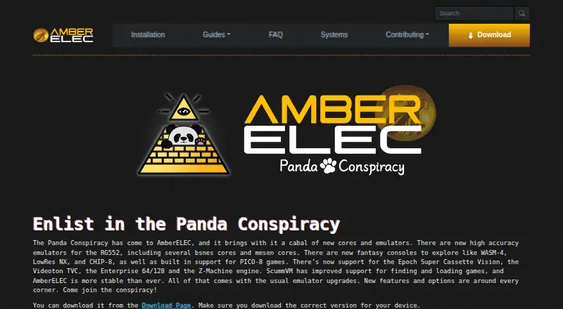 The AmberELEC homepage