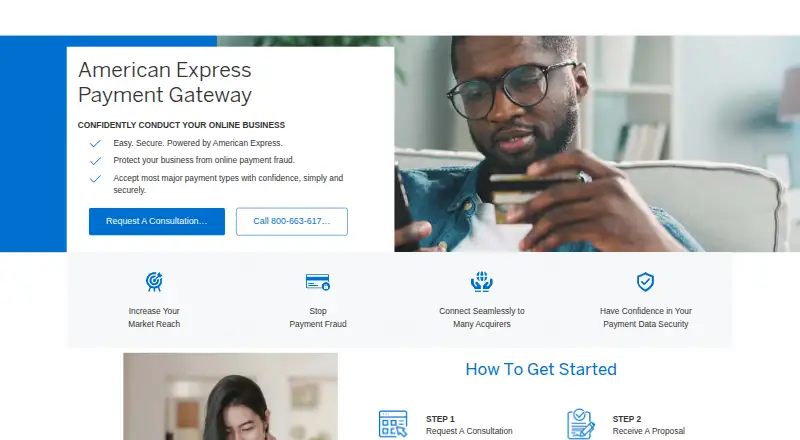 The American Express Payment Gateway homepage