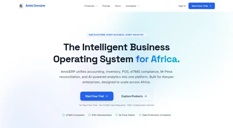 The AmisiERP homepage