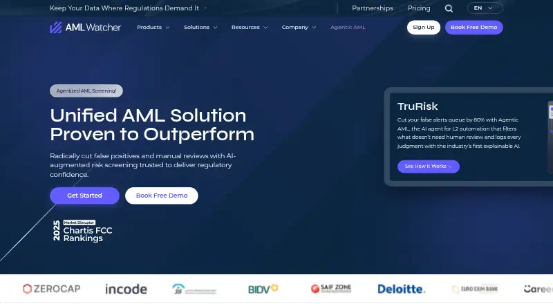The AML Watcher homepage