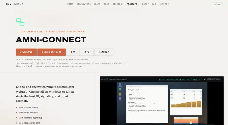 The Amni-Connect homepage