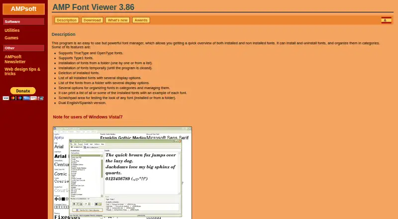 The AMP Font Viewer homepage