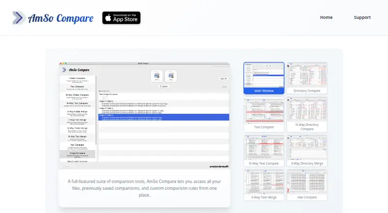 The AmSo Compare homepage