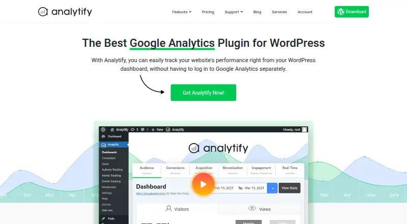 The Analytify homepage