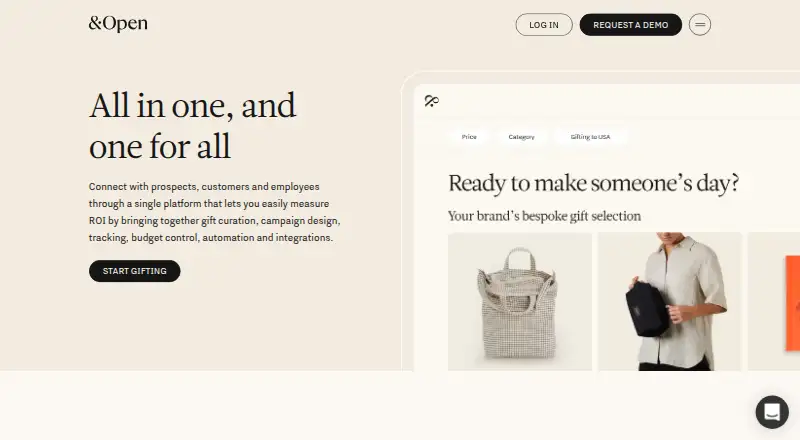 The &Open homepage