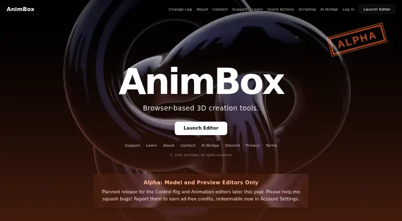 The AnimBox homepage