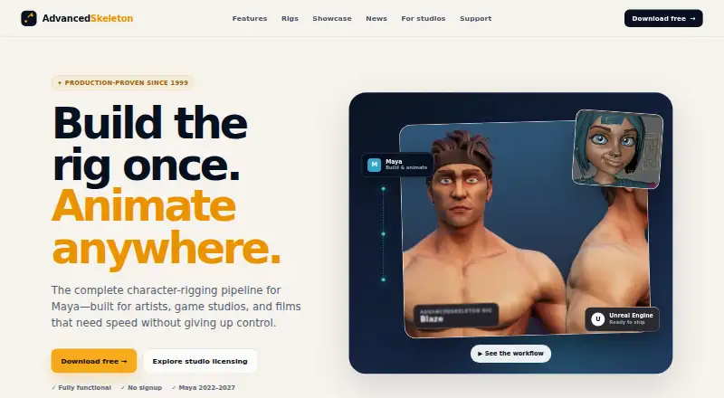 The AdvancedSkeleton homepage
