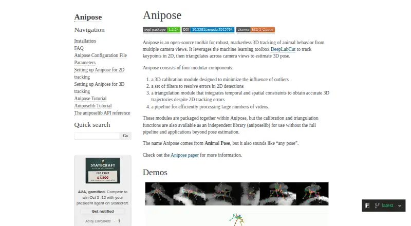 The Anipose homepage