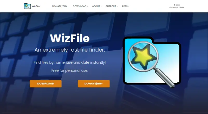 The WizFile homepage