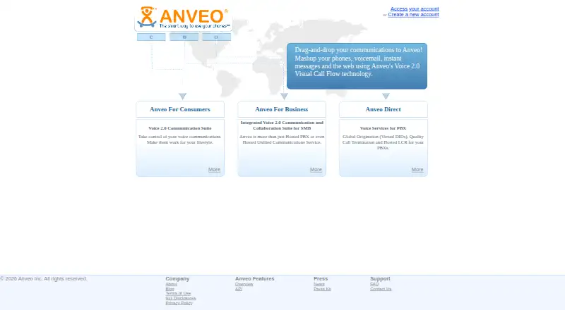 The Anveo Integrated Voice 2.0 homepage