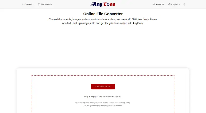The AnyConv homepage