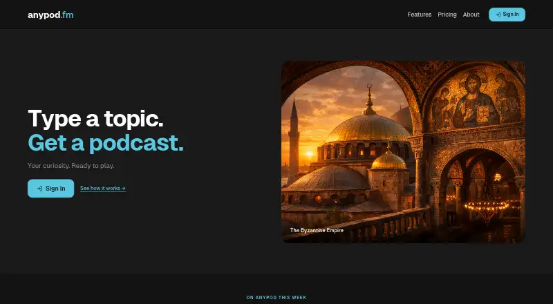 The AnyPod homepage