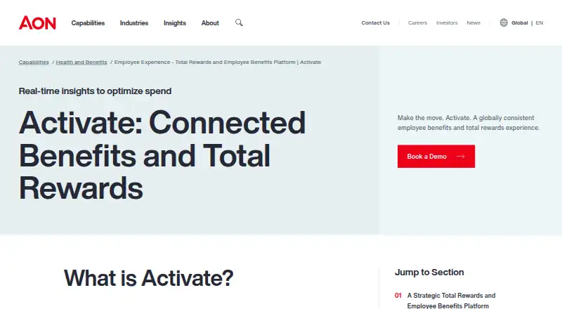 The Aon Activate homepage