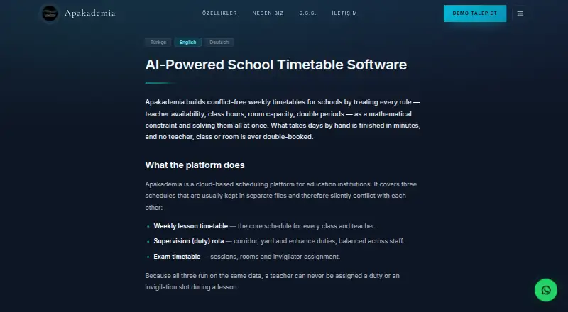 The Apakademia homepage