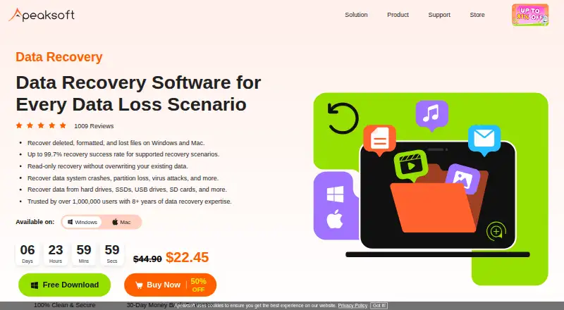 The Apeaksoft Data Recovery homepage