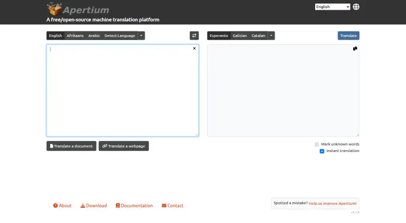 The Apertium homepage