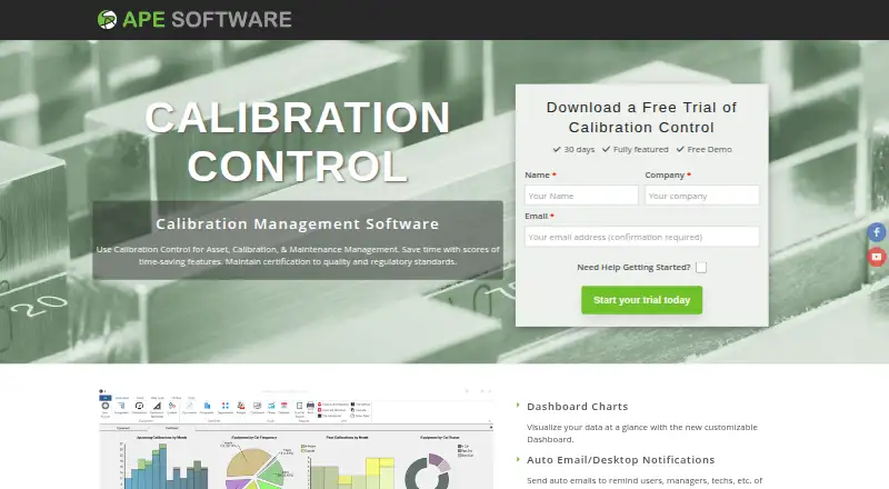 The Calibration Control homepage