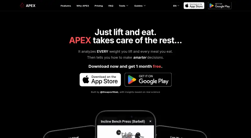 The APEX homepage