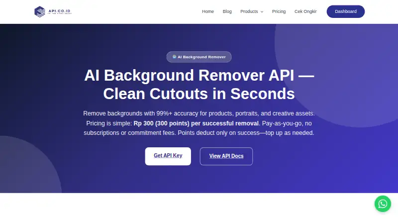 The API.co.id Background Remover homepage