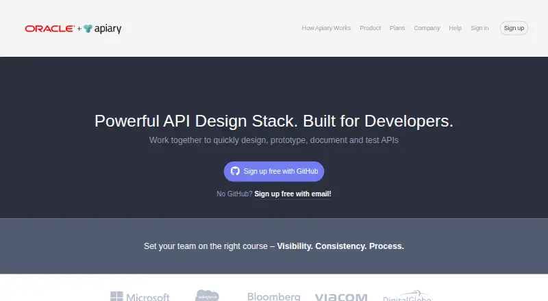 The Apiary homepage