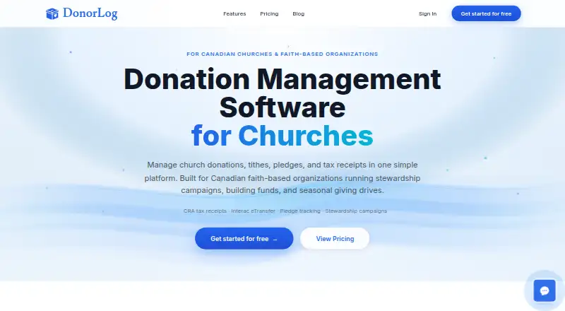 The DonorLog homepage