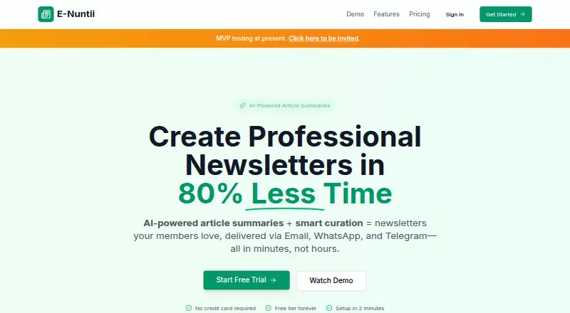 The E-Nuntii homepage