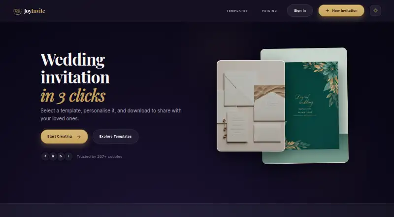 The JoyInvite homepage