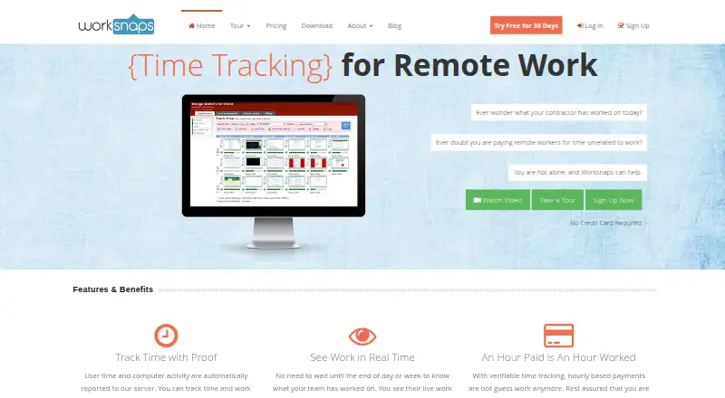 The Worksnaps homepage